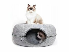 Kočičí pelíšek "Donut Tunnel" 50cm - šedý