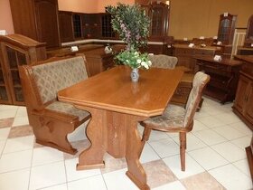 Rozkládací jídelní stůl + 2x židle + lavice