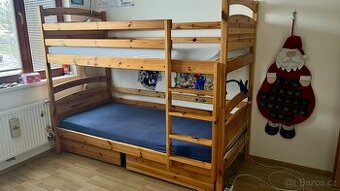 Palanda 200x90 , masiv Borovice, 2x matrace
