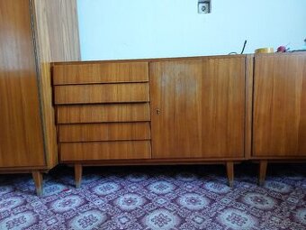 Sektorový nábytek 60.léta - obývací stěna, stůl, postele