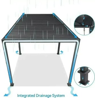 PERGOLA INTRO PLUS 4X3 M, HLINÍK - DO STĚNY - 1