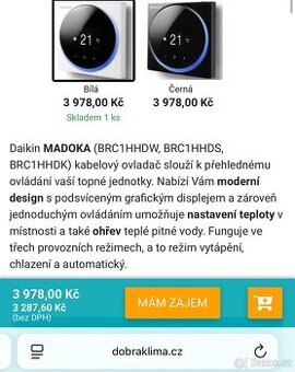 Ovladač Daikin Madoka