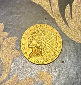 Zlatá mince americký quarter Eagle náčelník 2.5 dolar 1912
