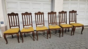 Dubové židle Ludvík XV. Řezbované 6 ks