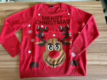 Dámský vánoční svetr . M 40/42 - červený, sob M