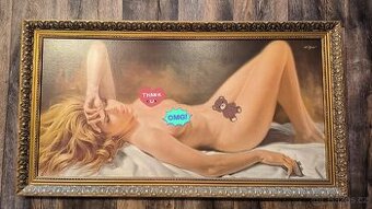 Pár velkých retro obrazů (akty) – Larry Garrison