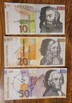Konvolut bankovek  Slovinsko 10, 20, 50 tolarjev z roku 1992