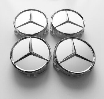 MERCEDES-BENZ - stříbrné pokličky do středů alu. kol 75mm