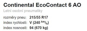 Letní pneu Continental EcoContact 6 AO