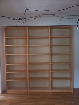 Knihovna pravá dřevěná březová dýha Billy - IKEA 3 kusy