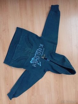 Dětská modrá mikina KuGo, vel. 98, na zip, kapuca