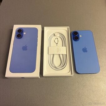 Zánovní iPhone 16 128GB modrý, pouze rozbalený, rok záruka