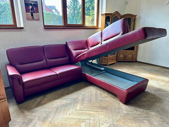 949 Kožená rohová sedací souprava sedačka vínová