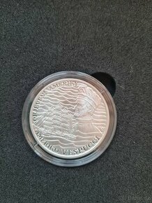 Stříbrná uncova mince Objevení Ameriky Vespuci