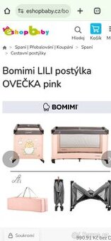 Postýlka růžovou šedá cestovní