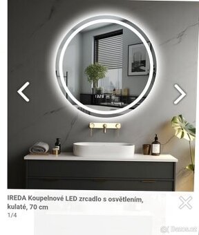 Ireda koupelnové LED zrcadlo s osvětlením, kulaté,70cm