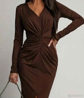 Hnědé společenské šaty