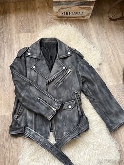 Fine Furs šedá kožená bunda, nová