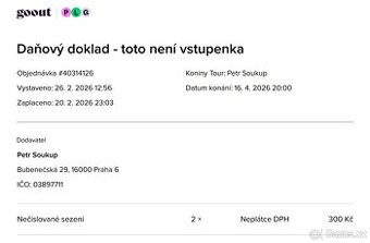Petr Soukup Koniny Tour: Čt 16. 4. 2026 300 Kč/ks Pardubice