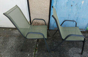Zahradní židle šedo-zelené, ocel, 2ks, do 120kg, jako nové - 1