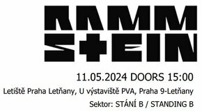 Rammstein Praha 11. 5. 2024 - 3 lístky na stání, zóna B
