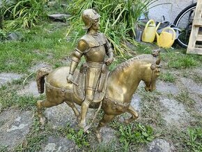 Velka starozitna bronzová jezdecká socha
