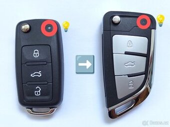Klíč Škoda Volkswagen Seat Stačí přendat elektroniku dálkov