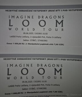 Imagine Dragons LOOM WORLD TOUR 9.6.2025 - 2x listek stani