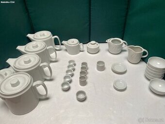 Porcelánová sada – konvice, cukřenka, miska, párátníky