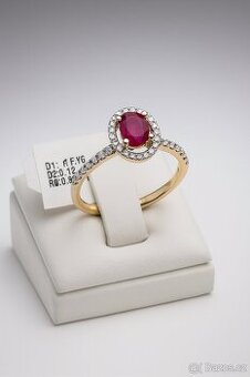 Zlatý prsten diamanty+rubín nové zlato  VÝPRODEJ