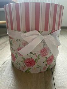 Kulatá papírová krabice / box s květinami - 1