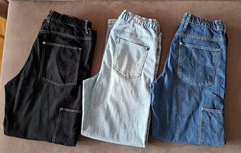 3x baggy rifle, džíny, kalhoty H&M, C&A- vel. 164, 170