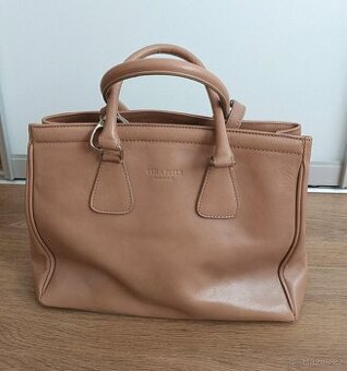 Elegantní dámská kožená kabelka - tote - růžovo béžová - Ver