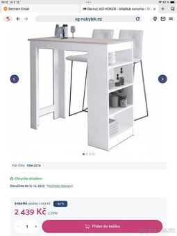 Barový jidelni stul s policemi