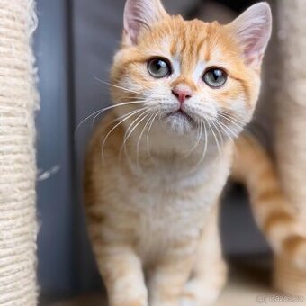 Šokoládově zlatý britský kocourek – zelené oči