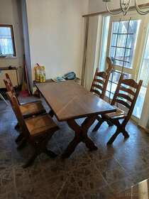 Jídelní stůl masiv + 4 židle / Holanský nábytek /