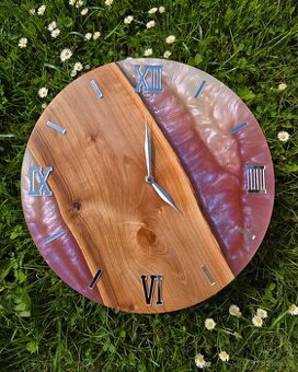epoxidové hodiny jabloň - SHINING WOOD 36 cm