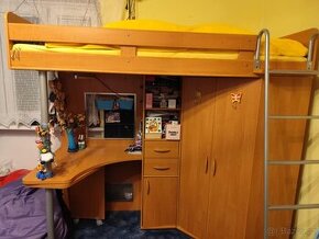 Sestava do dětského pokoje-patrová postel, skříň, psací stůl