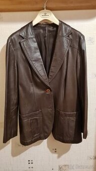 Dámské hnědé kožené sako, vel. 40