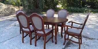 Masivní rozkládací stůl+6 židlí