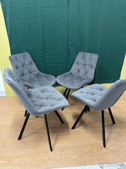 4 ks moderních čalouněných židlí – šedé, úplně nové