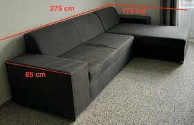 Moderní šedý gauč s úložným prostorem