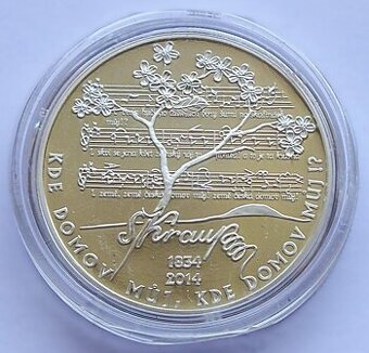 Česká republika,medaile 2014,národní hymna,proof,Ag 999/1000