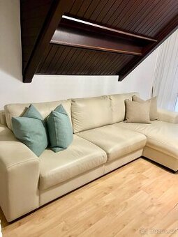 Kožený gauč béžový