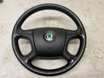 ŠKODA OCTAVIA 2 04-13- KOŽENÝ MULTIFUNKČNÍ VOLANT S AIRBAGEM