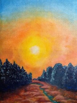 "Krajina u lesa" malba na plátně v rmu, rozm.: 52 x 72 cm