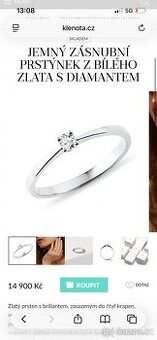 Zásnubní prsten z bílého zlata s diamantem.