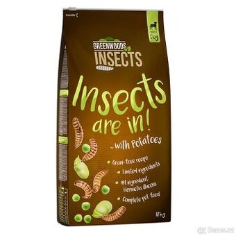 Prodám granule, 12 kg, Greenwoods Insects (nenačaté)