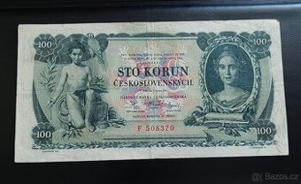 100 Kč 1931 Neperforovaná Vzácná jednopísmenková série