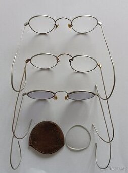 Starožitné brýle s kovovým rámem - 3 kusy - rezervováno